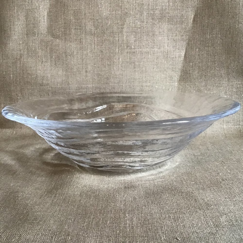 Simon Pearce Art Glass Display or Serving Bowl Hand Blown Heavy Glass